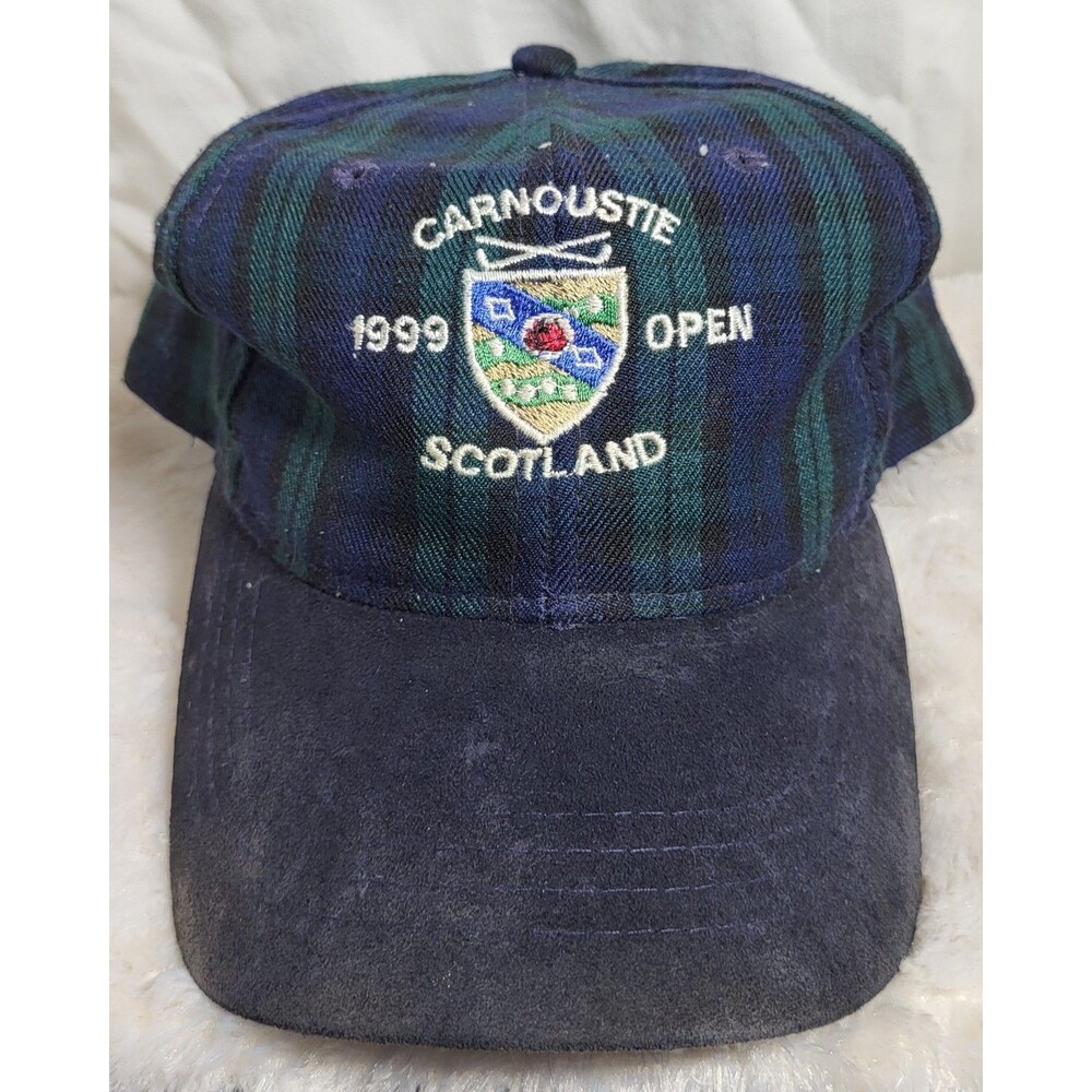 Vintage Carnoustie 99' Open Scotland Golf Tartan Crown Suede  Simpsons Golf Shop